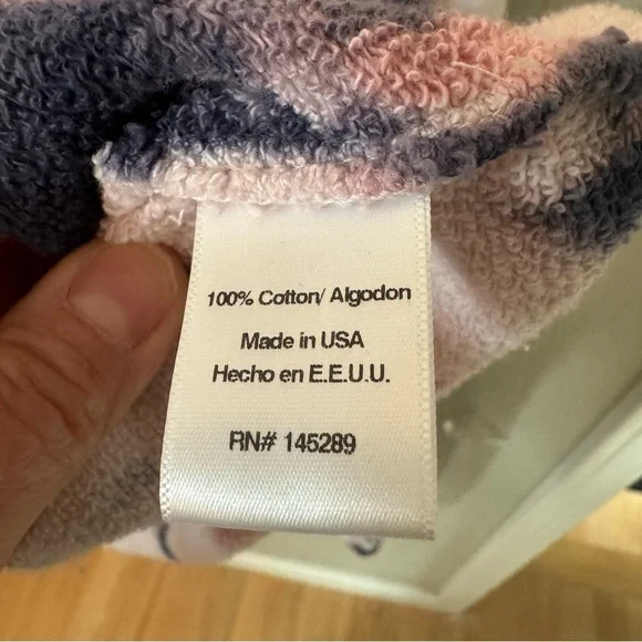 NWT OLI VIV Corey Tie Dye Quarter Zip Crop Hoodie Mauve Navy Cotton Loungewear L - Picture 13 of 15